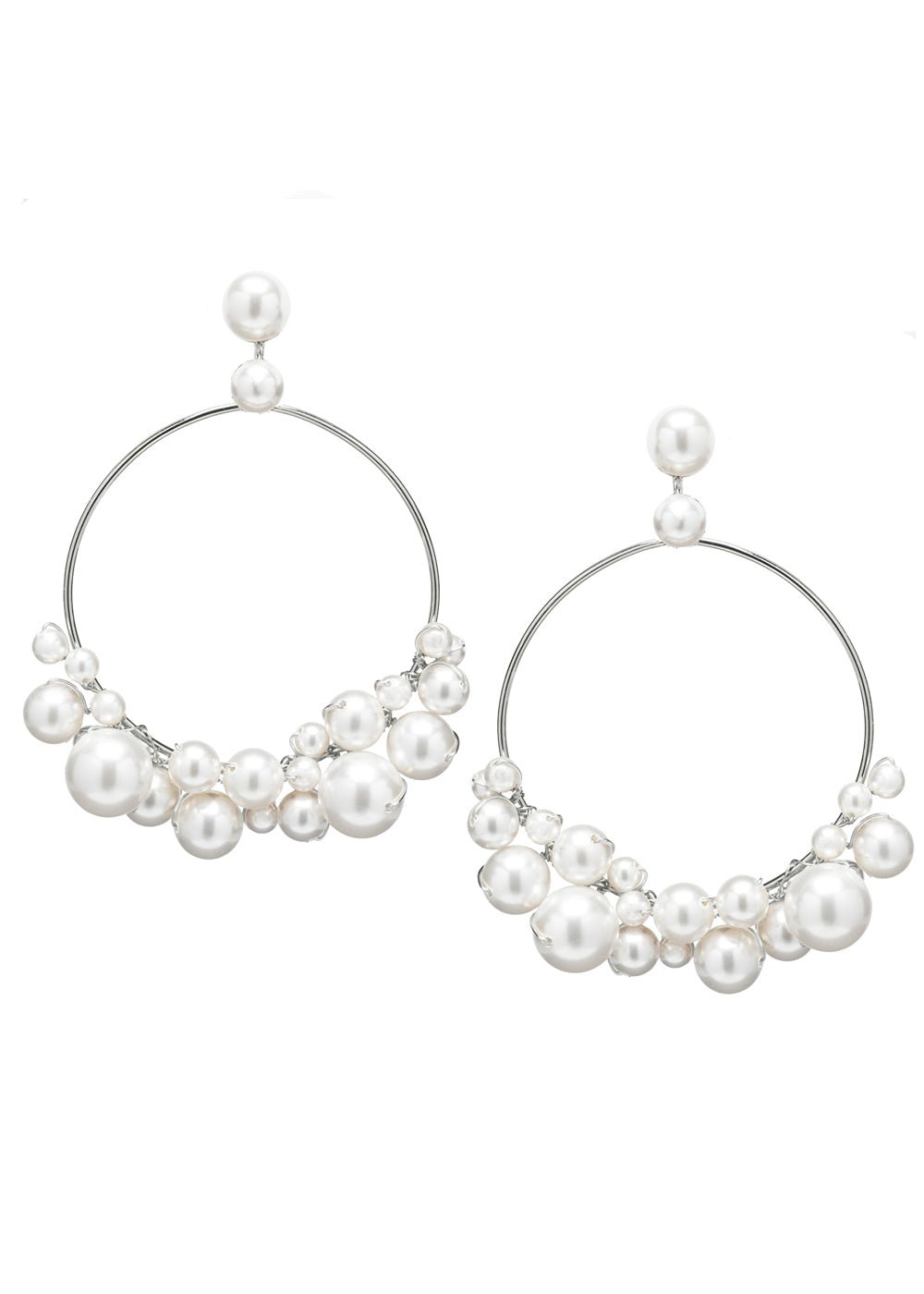 Elizabeth Bower Bubble Hoop Creolen Rhodium Perle