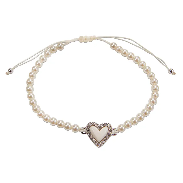 Alpenflüstern DAHEIM DAB084 Perlen-Trachten-Armband creme-weiß Herz