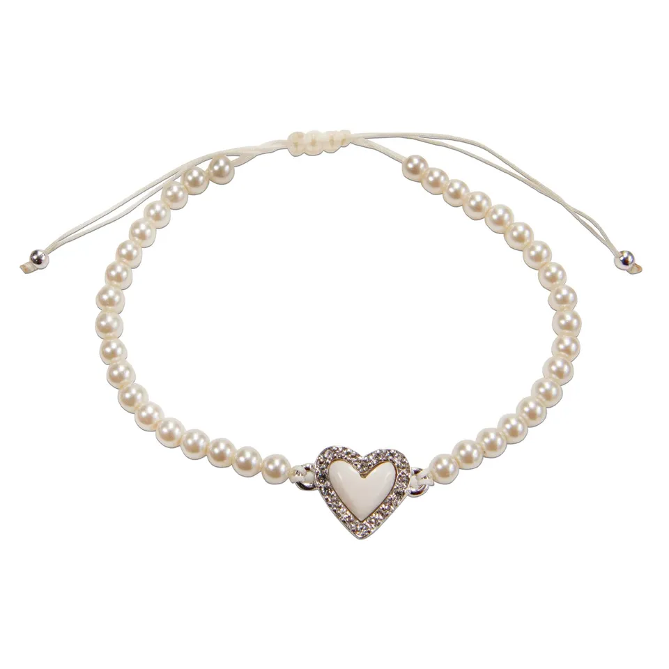 Alpenflüstern DAHEIM DAB084 Perlen-Trachten-Armband creme-weiß Herz