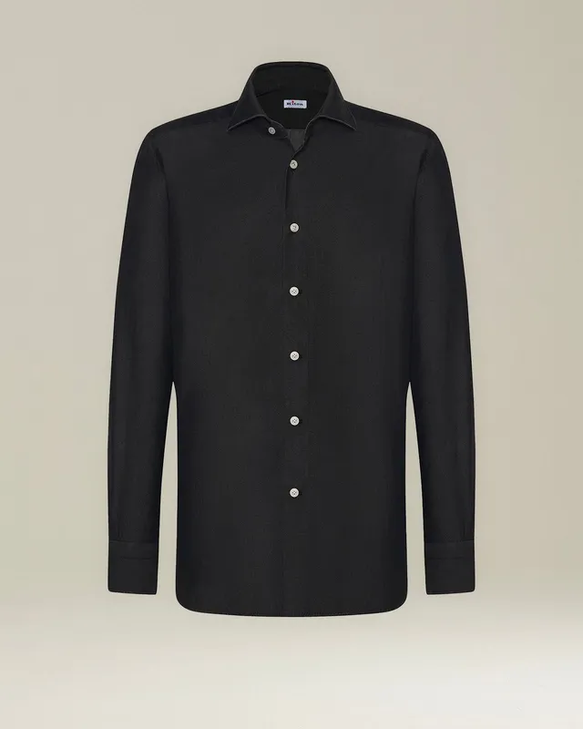 Kiton Shirts Casual Denim Hemd Blau Gr. 40 Perlmutt