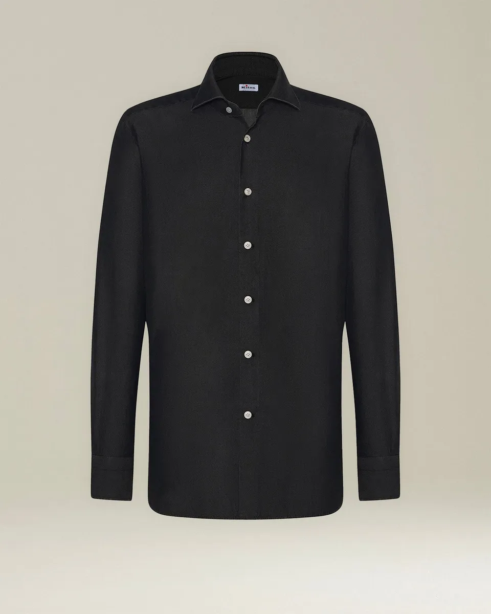 Kiton Shirts Casual Denim Hemd Blau Gr. 40 Perlmutt