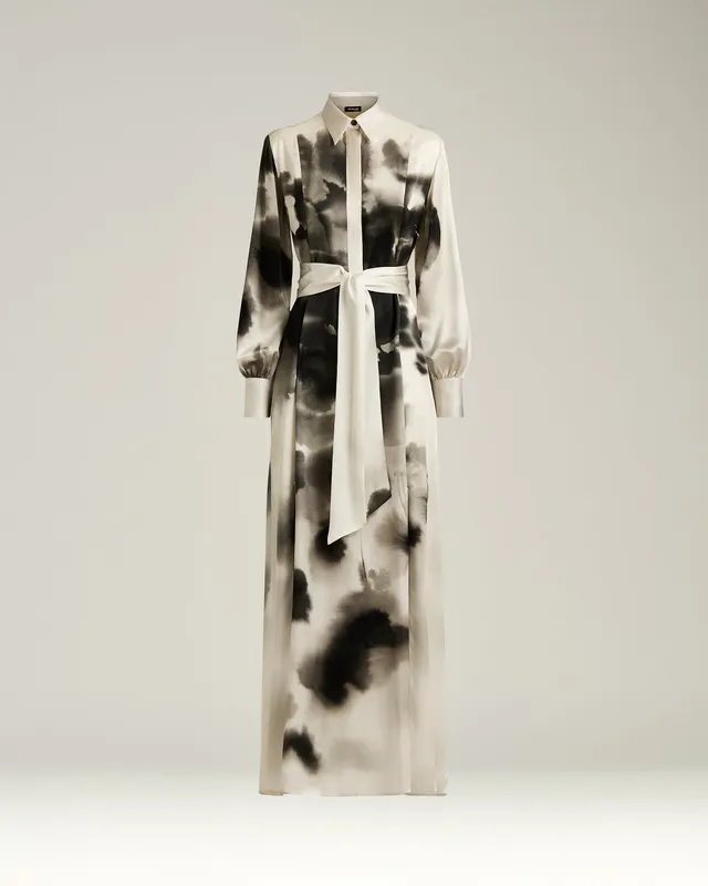 Kiton Seidenkleid Hemdkleid Print Gr. 40
