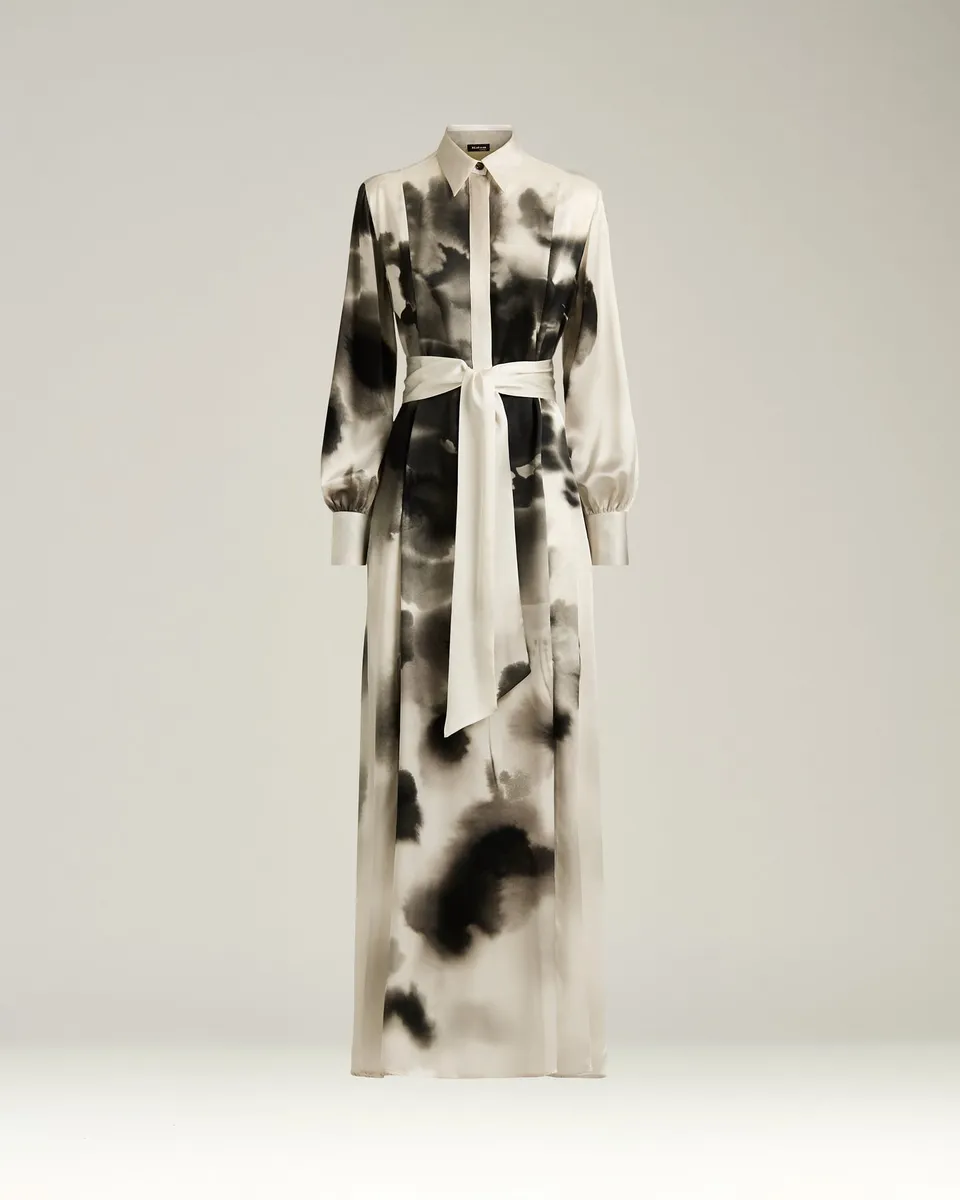 Kiton Seidenkleid Hemdkleid Print Gr. 40