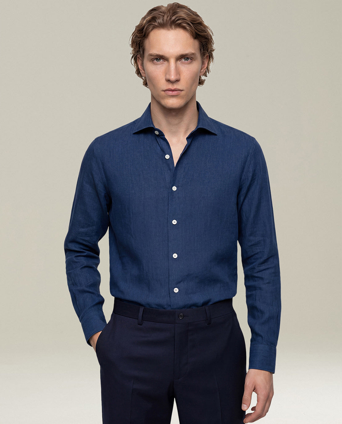 Kiton Shirts Blue Denim Hemd 40 blaue Baumwolle