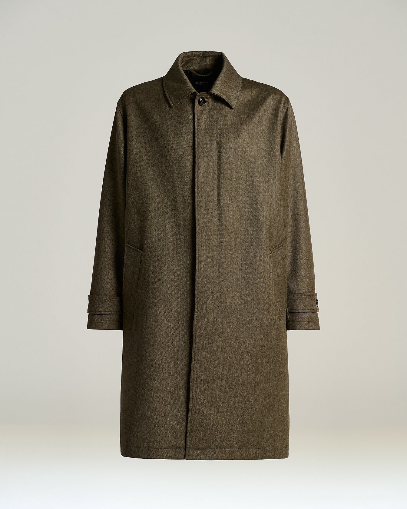 Kiton Outerwear Virgin Wool Mantel Taupe Gr. 50 leicht