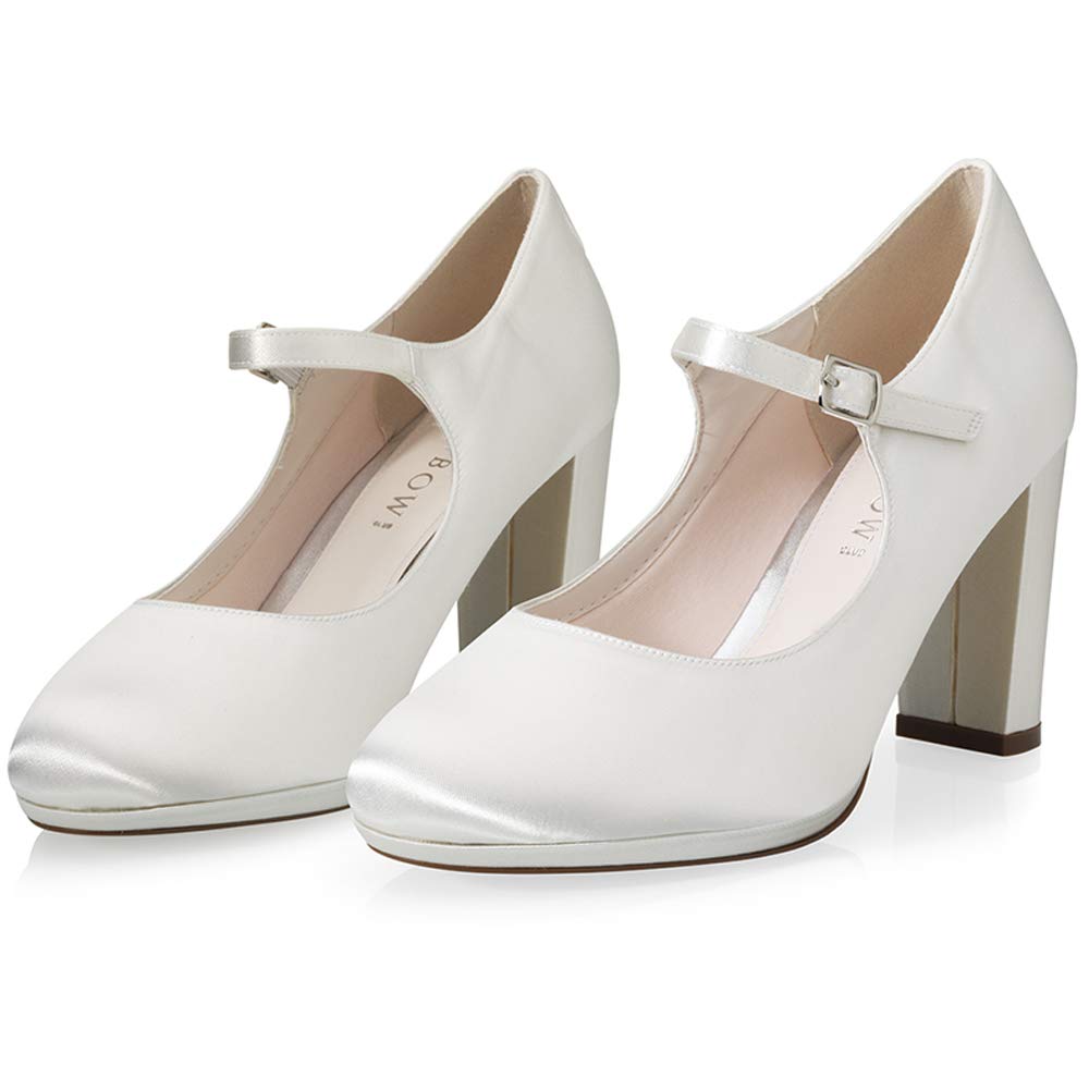 Rainbow Club Timeless Delina Mary Jane Ivory Satin 8 cm Block