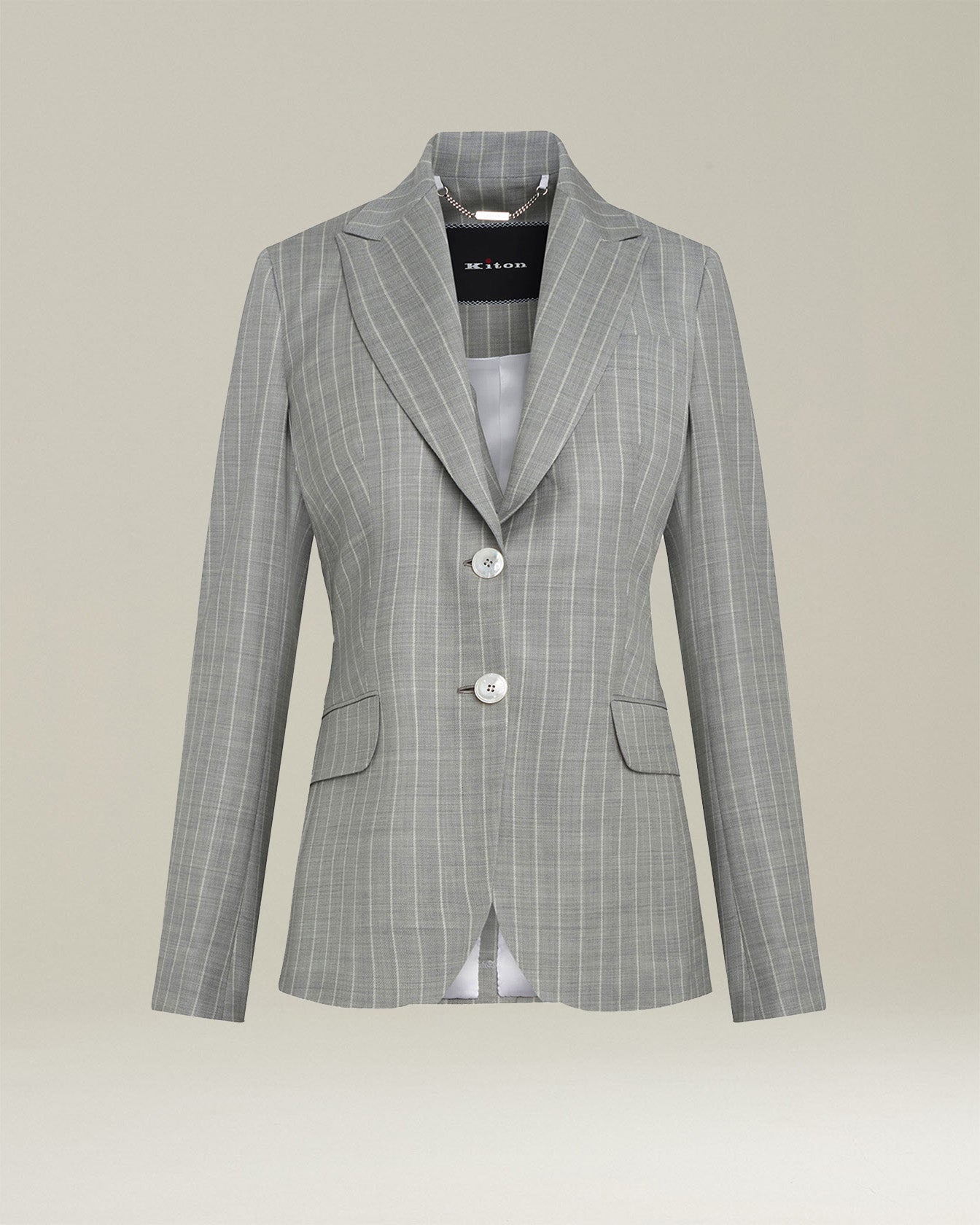 Kiton GIACCA LANA Jacke Damen Grau Nadelstreifen