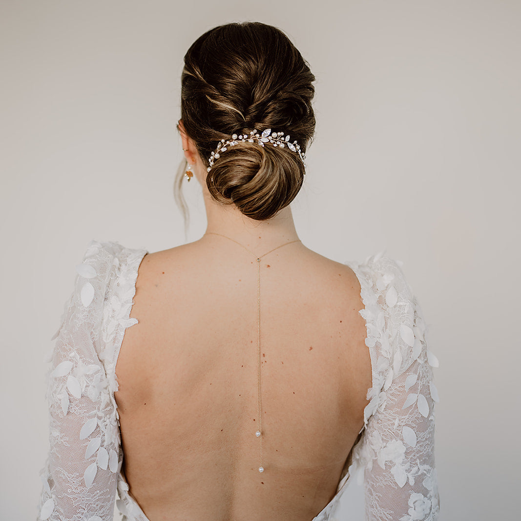Perlenbräute Luise Headpiece Perlen Kristalle Haarband silber