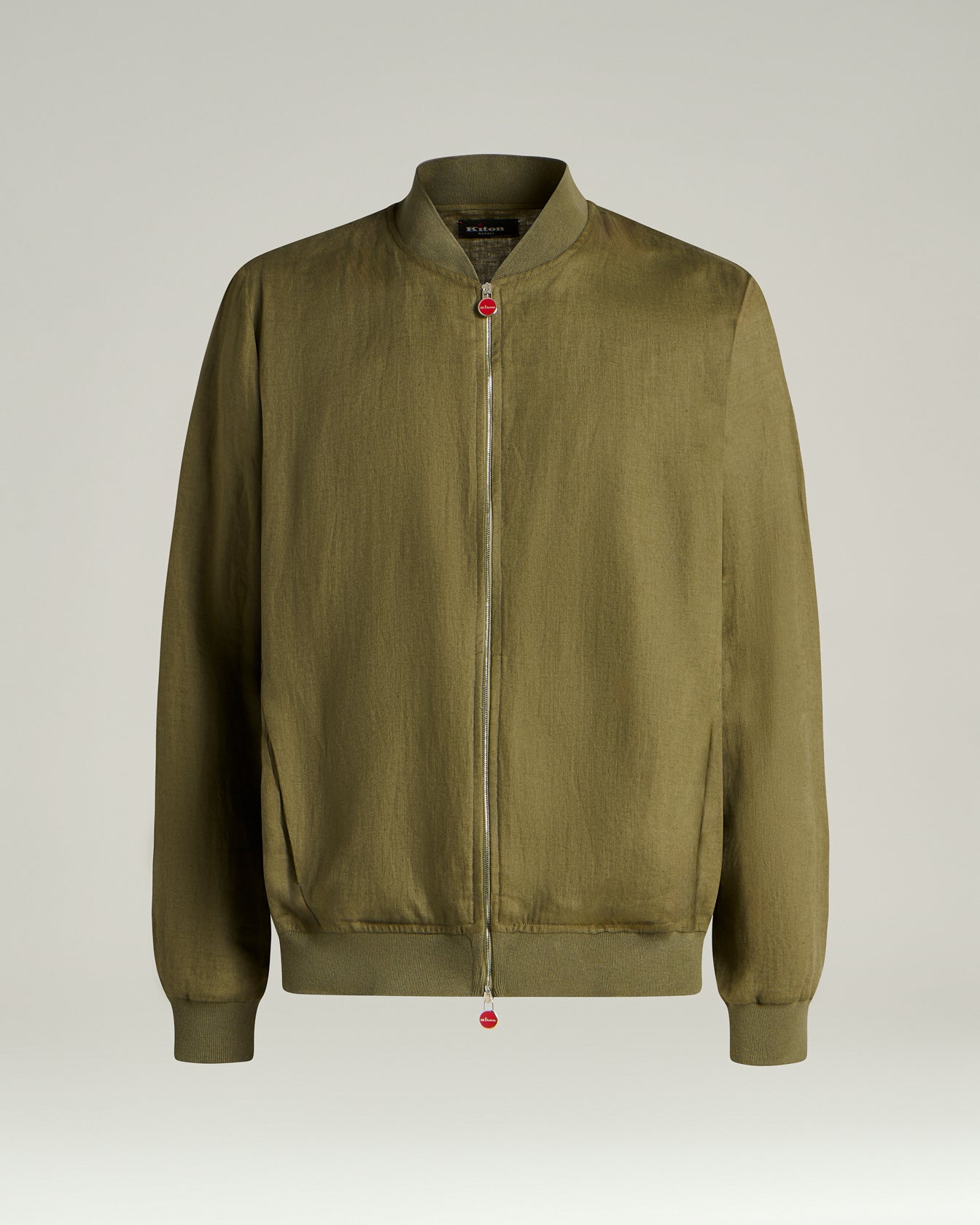Kiton Linen Jacket Jacke Leinen Khaki Zip Sommer