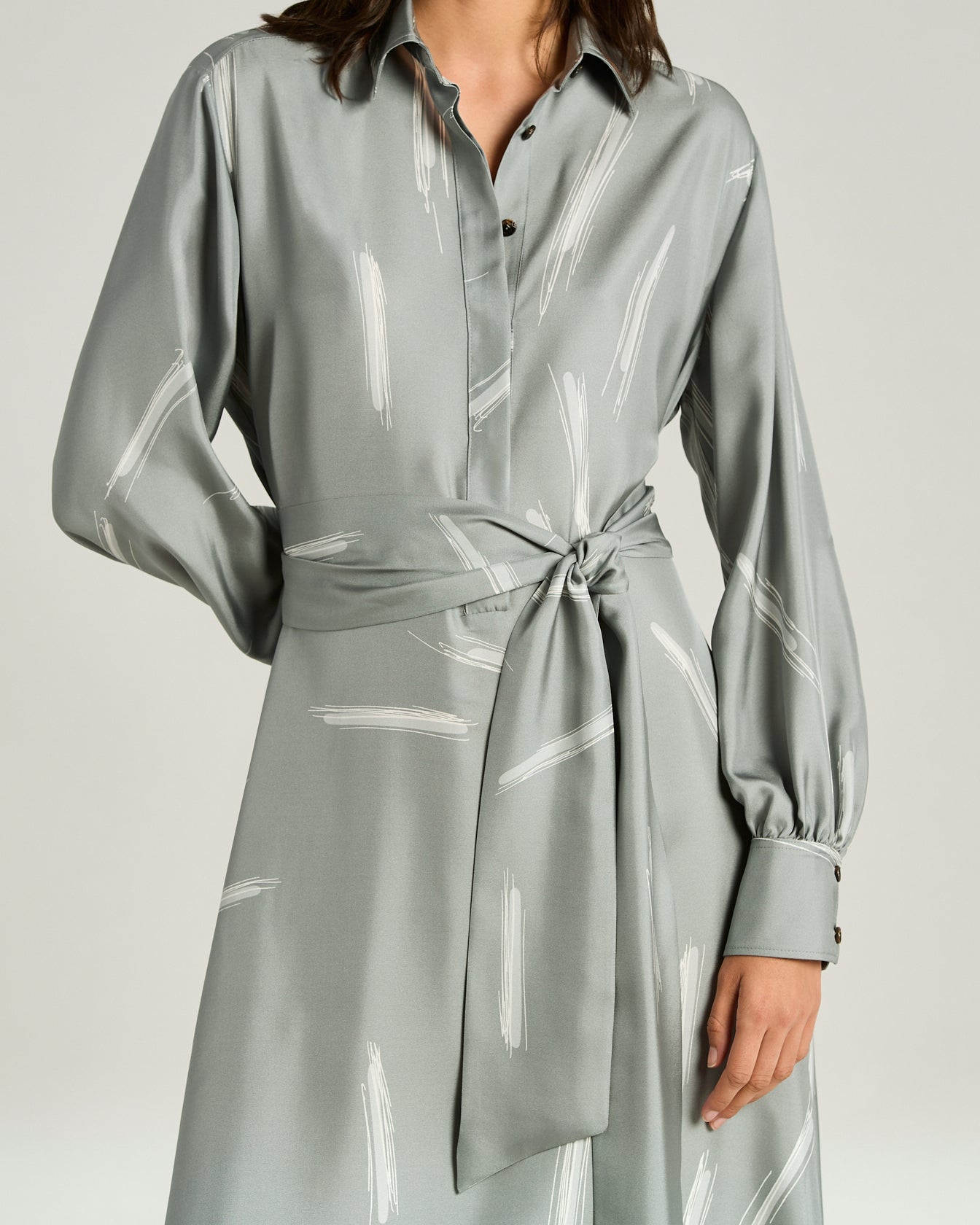 Kiton Dresses Grey Silk Satin Kleid Seide Grau
