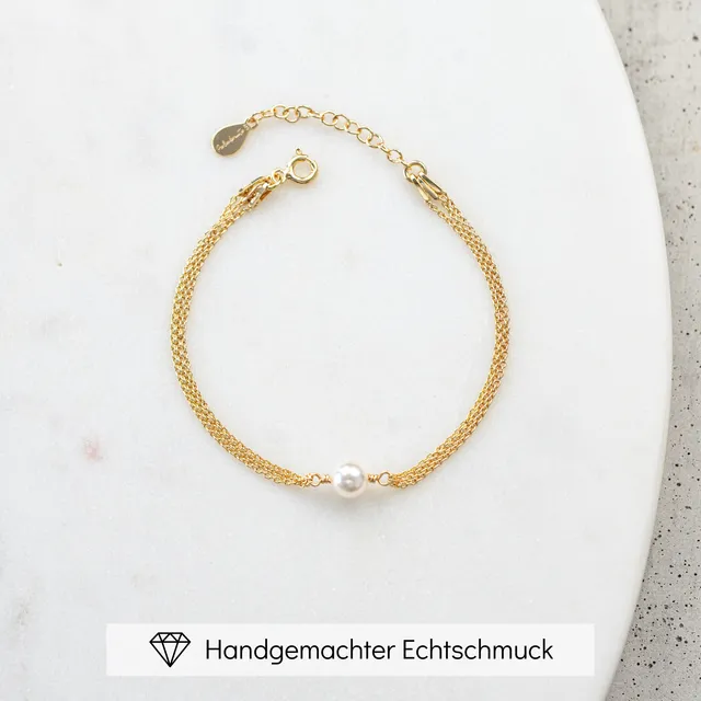 Perlenbräute Lola Armband Gold Hochzeit Perle 16-19cm