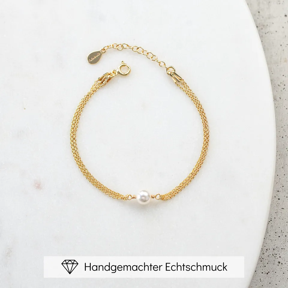 Perlenbräute Lola Armband Gold Hochzeit Perle 16-19cm