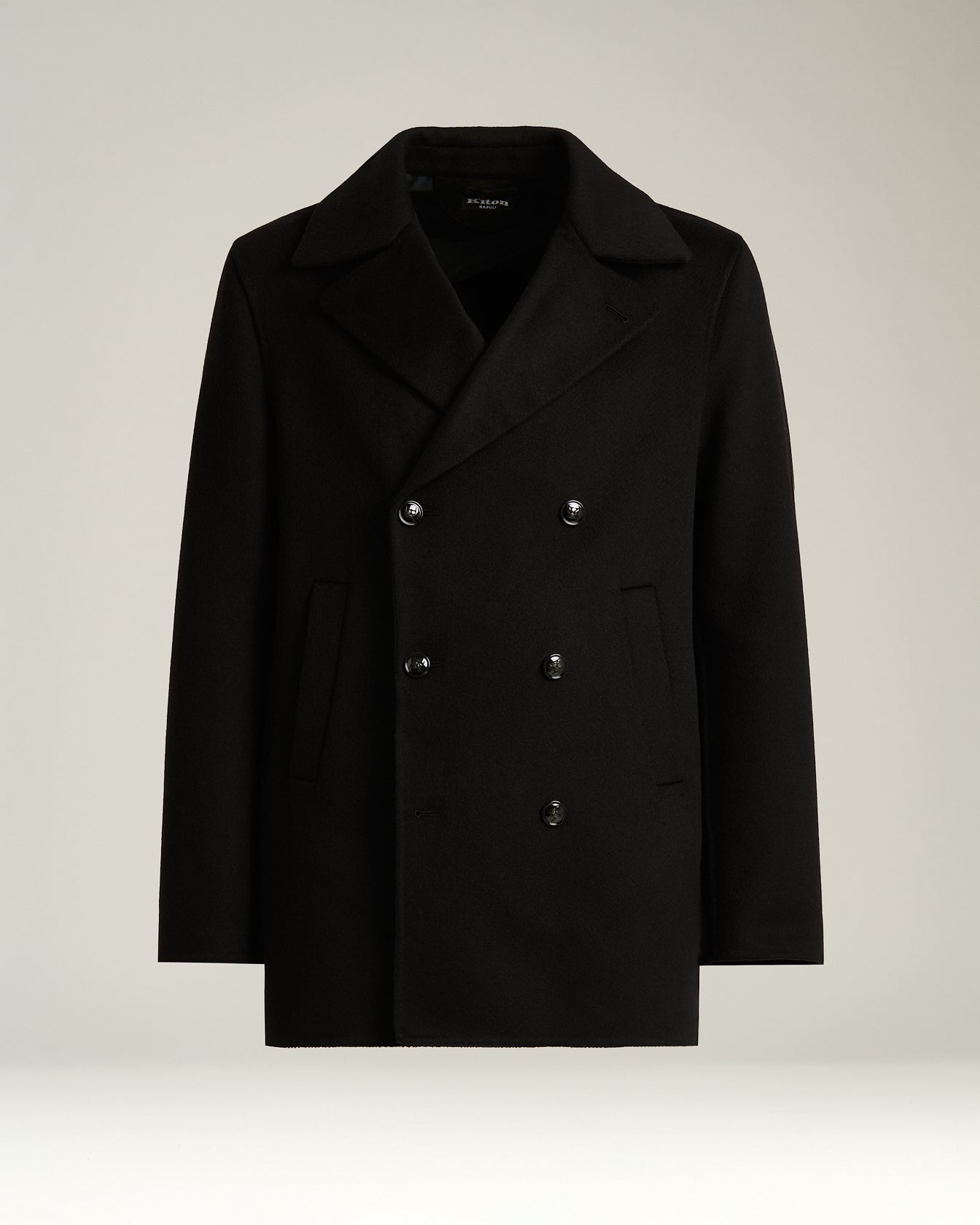 Kiton Outerwear Double-Breasted Mantel Kaschmir schwarz