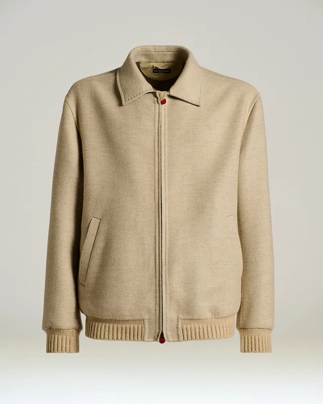 Kiton Outerwear Ivory Pure Cashmere Blouson Jacke Elfenbein 50