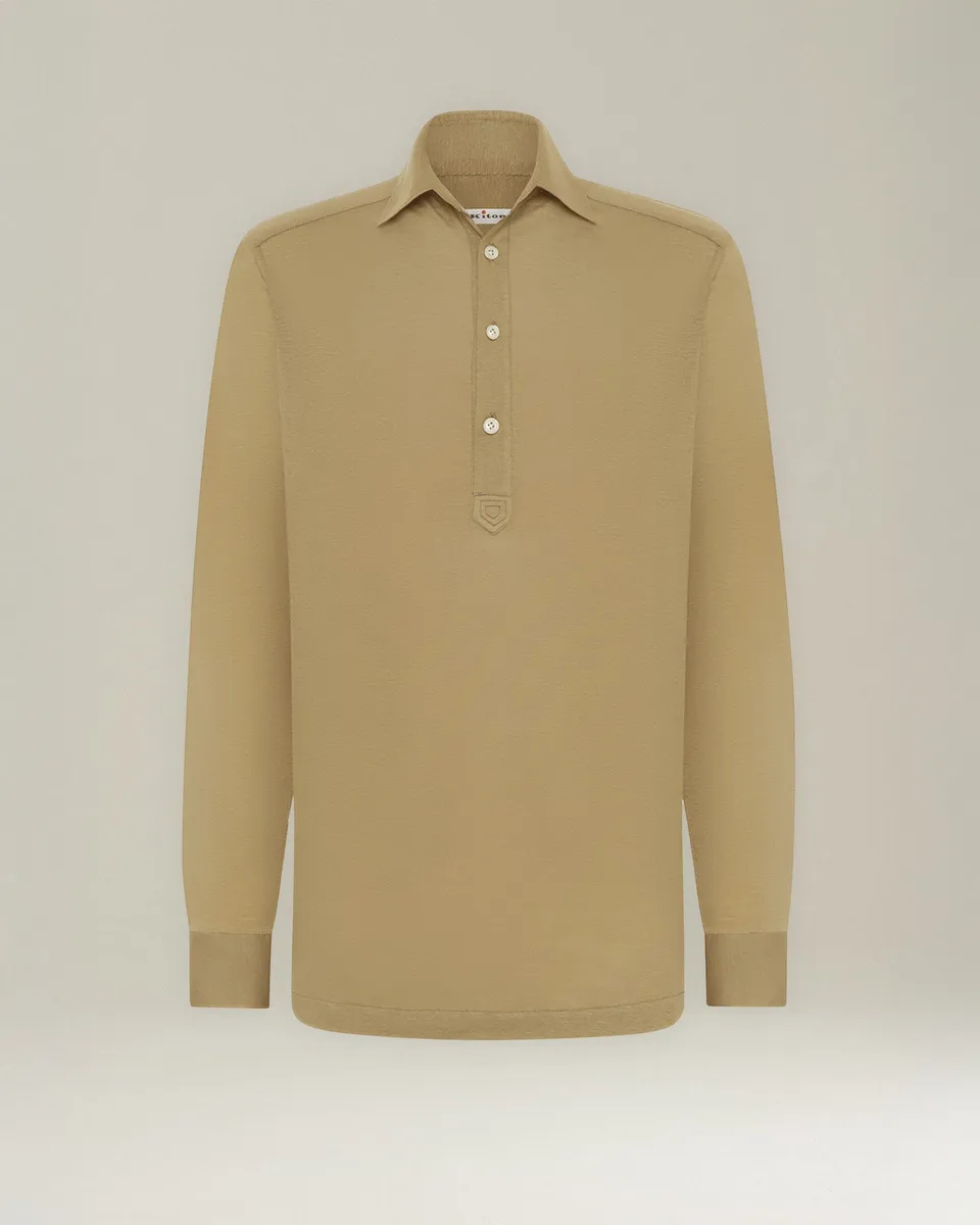 Kiton Polo Langarm Lyocell Baumwolle Polohemd Sartorial