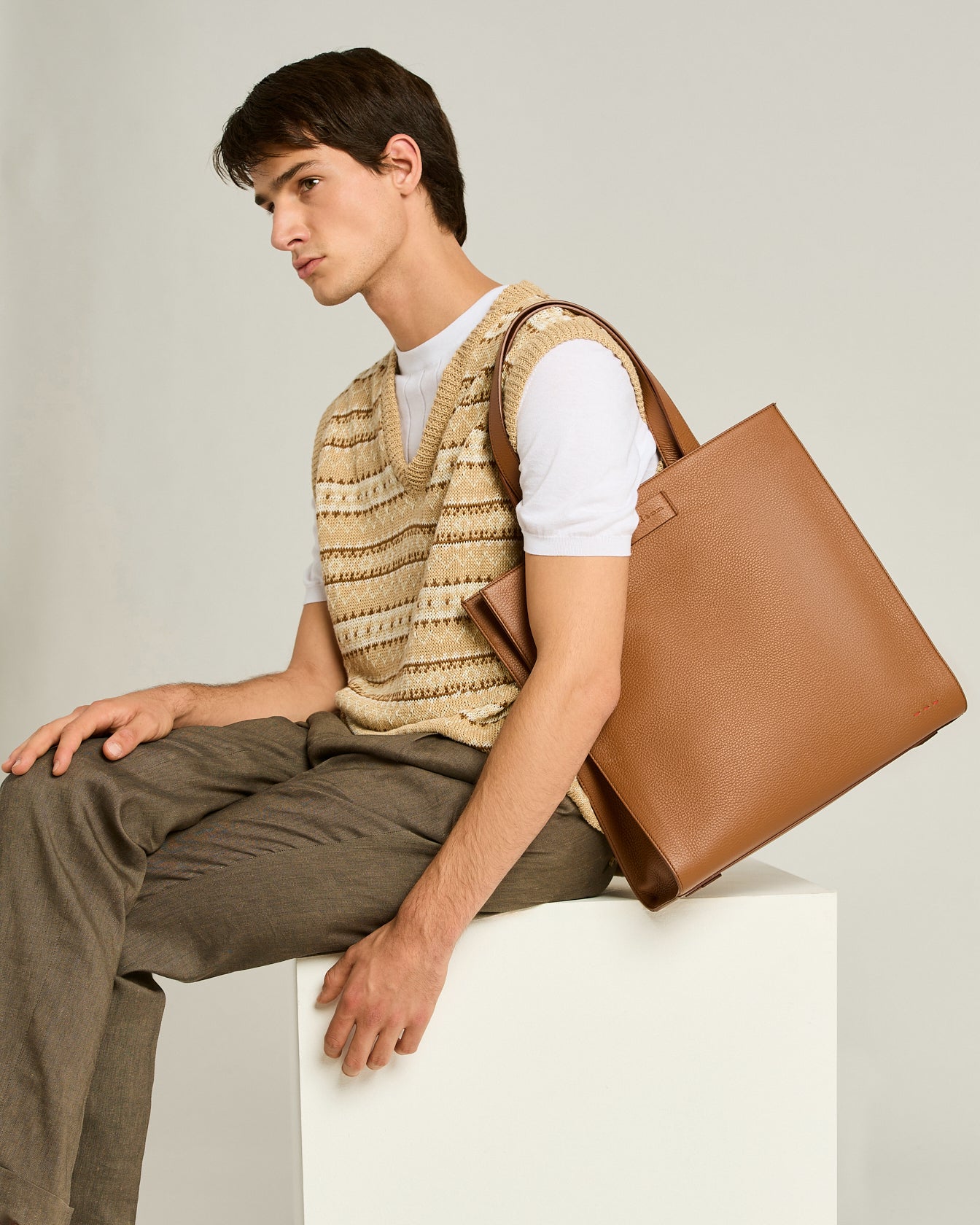 Kiton Bags Tote Hirschleder Braun Shopper TU