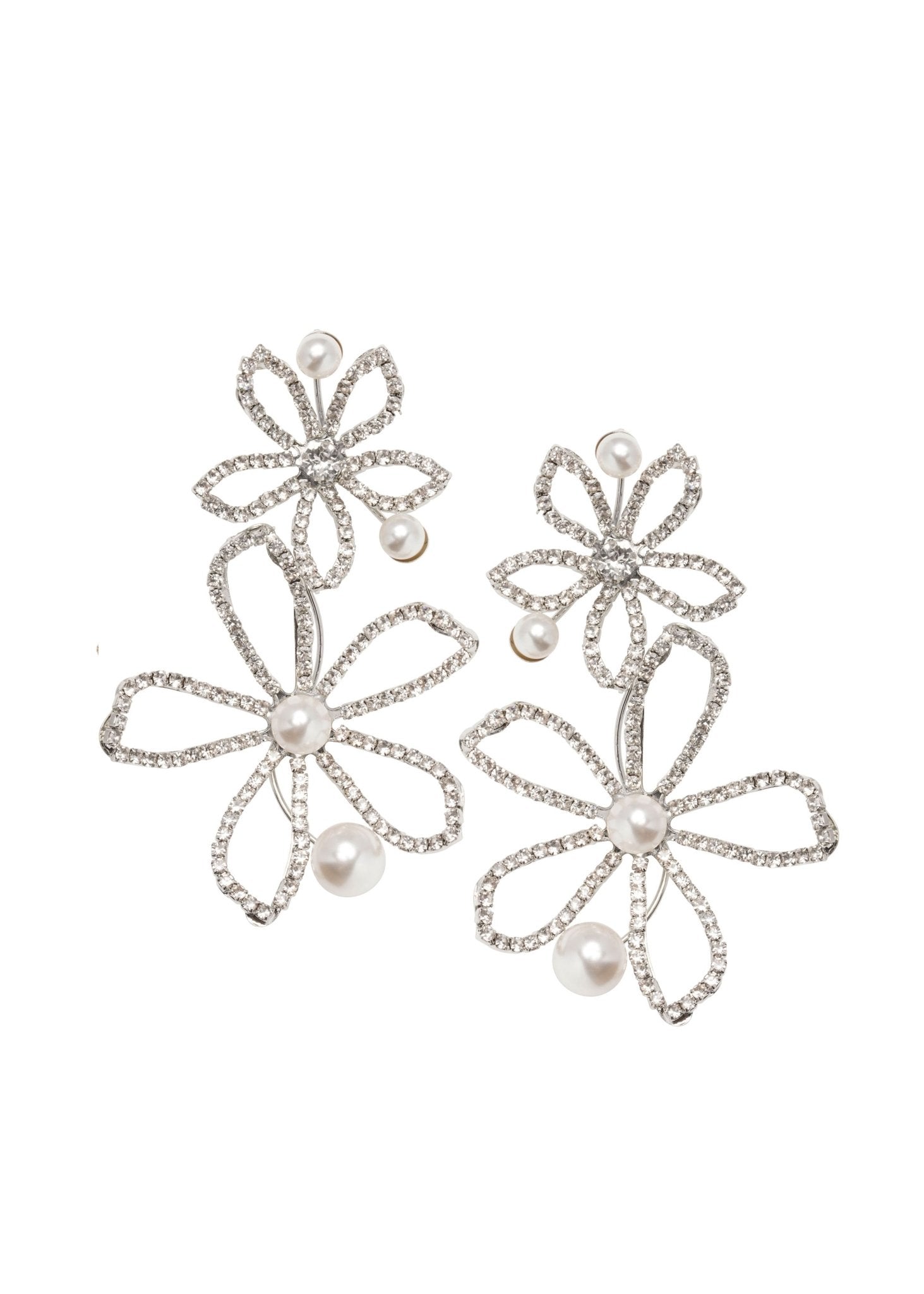 Elizabeth Bower Floral Pearl Statement Set Schmuckset Rhodium