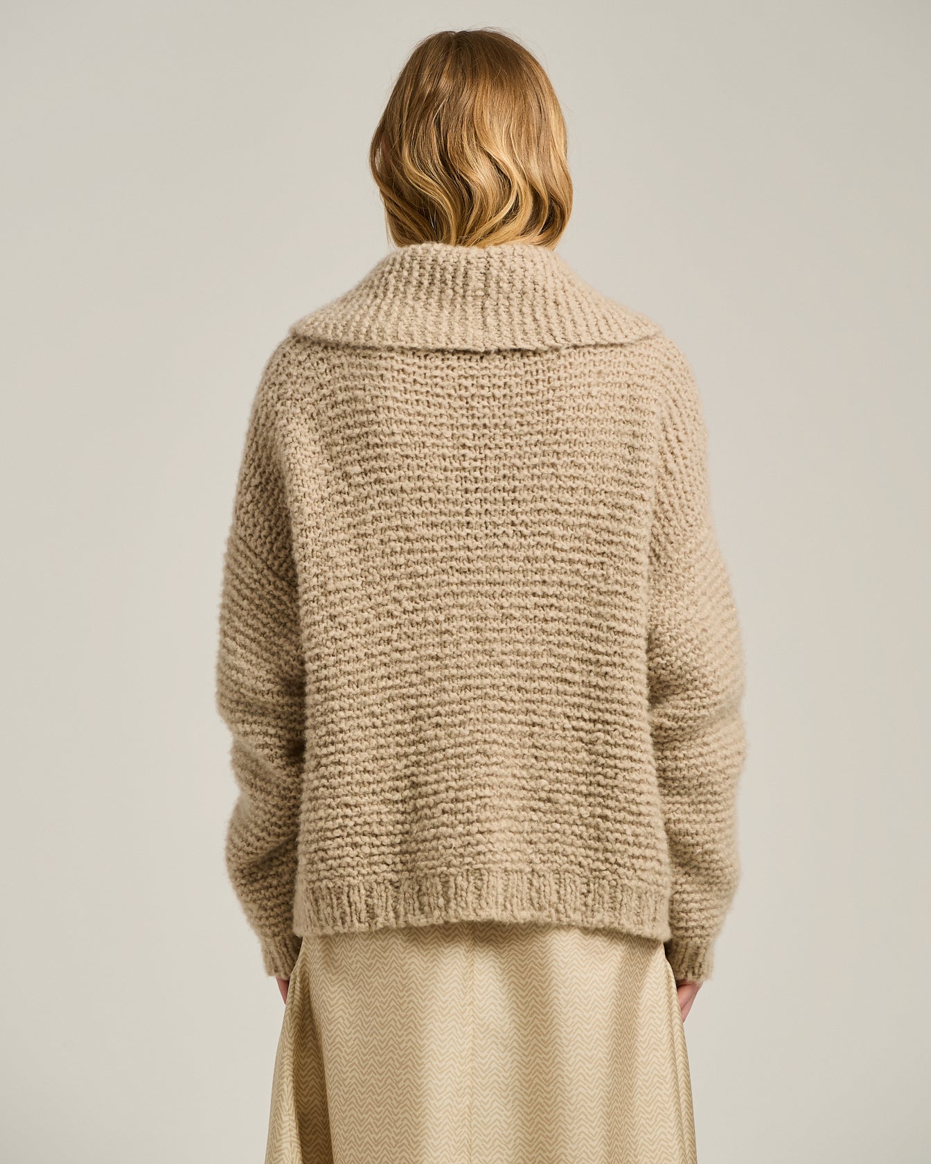 Kiton Cardigan Strickjacke Beige Kaschmir-Seide Gr. 48