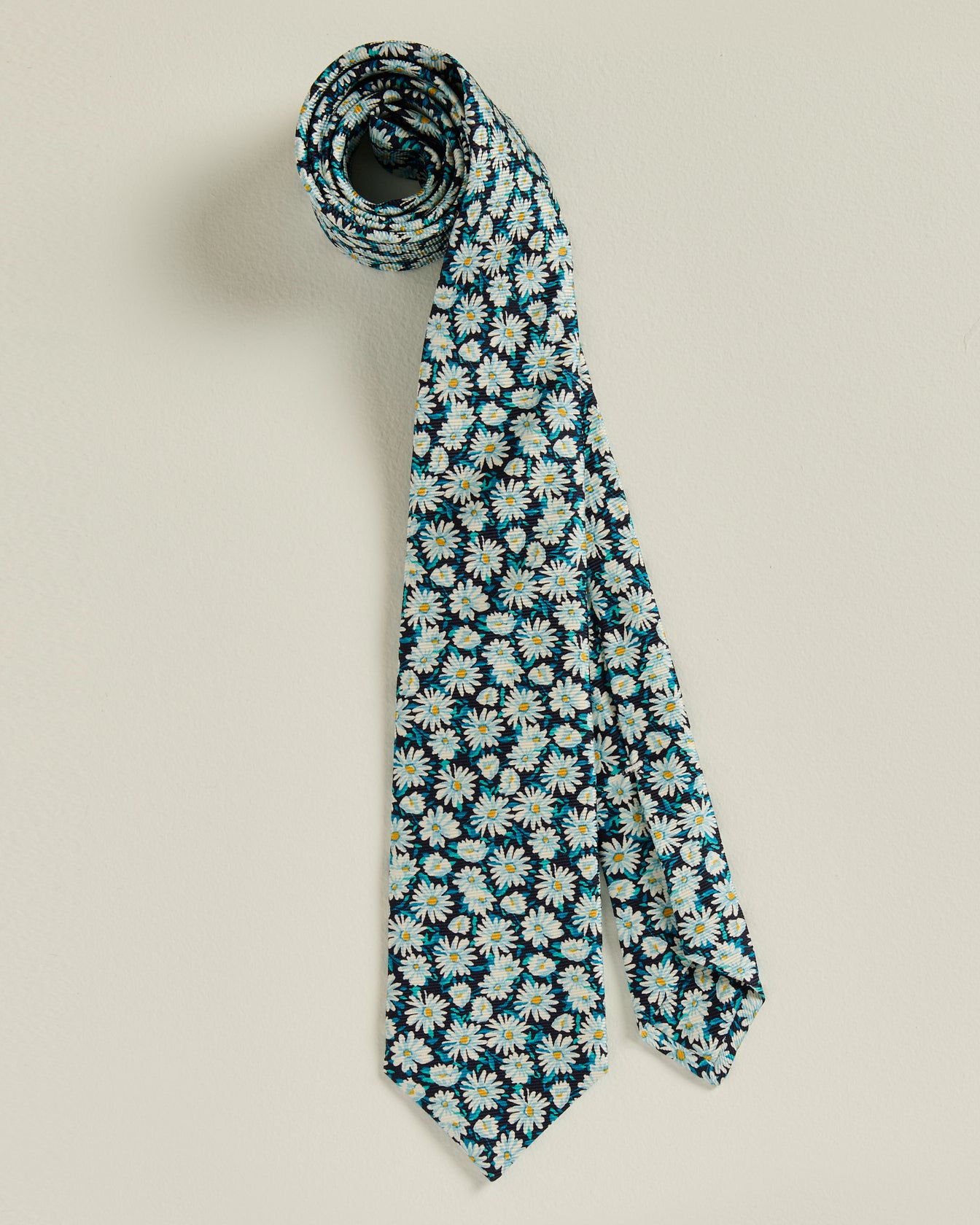 Kiton Seidenkrawatte Blau Grün Micro Floral 8,5 cm