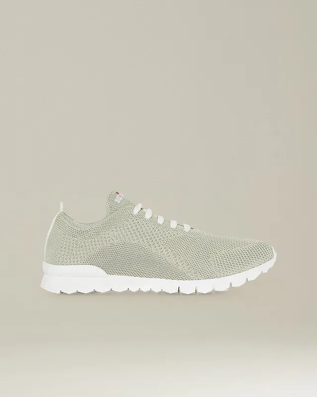 Kiton Shoes Fit Sneakers Strick Baumwolle Weiß Sohle