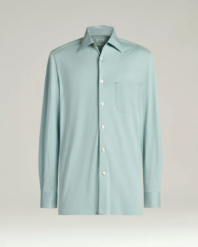 Kiton Knitwear Cotton Jersey Shirt Hemd Azur Baumwolle