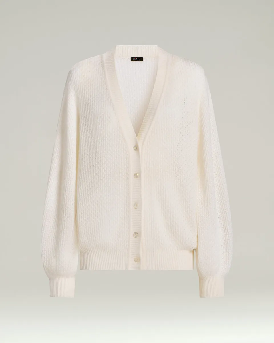 Kiton Knitwear Fine Cardigan Strickjacke Weiß Wolle