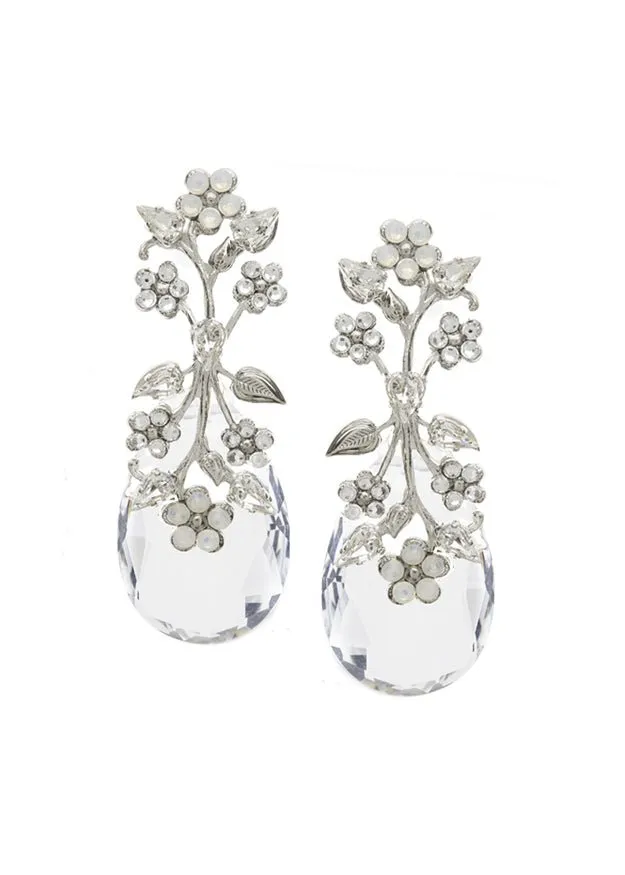 Elizabeth Bower Sakura Dew Tropfenohrringe Rhodium Opal 80mm