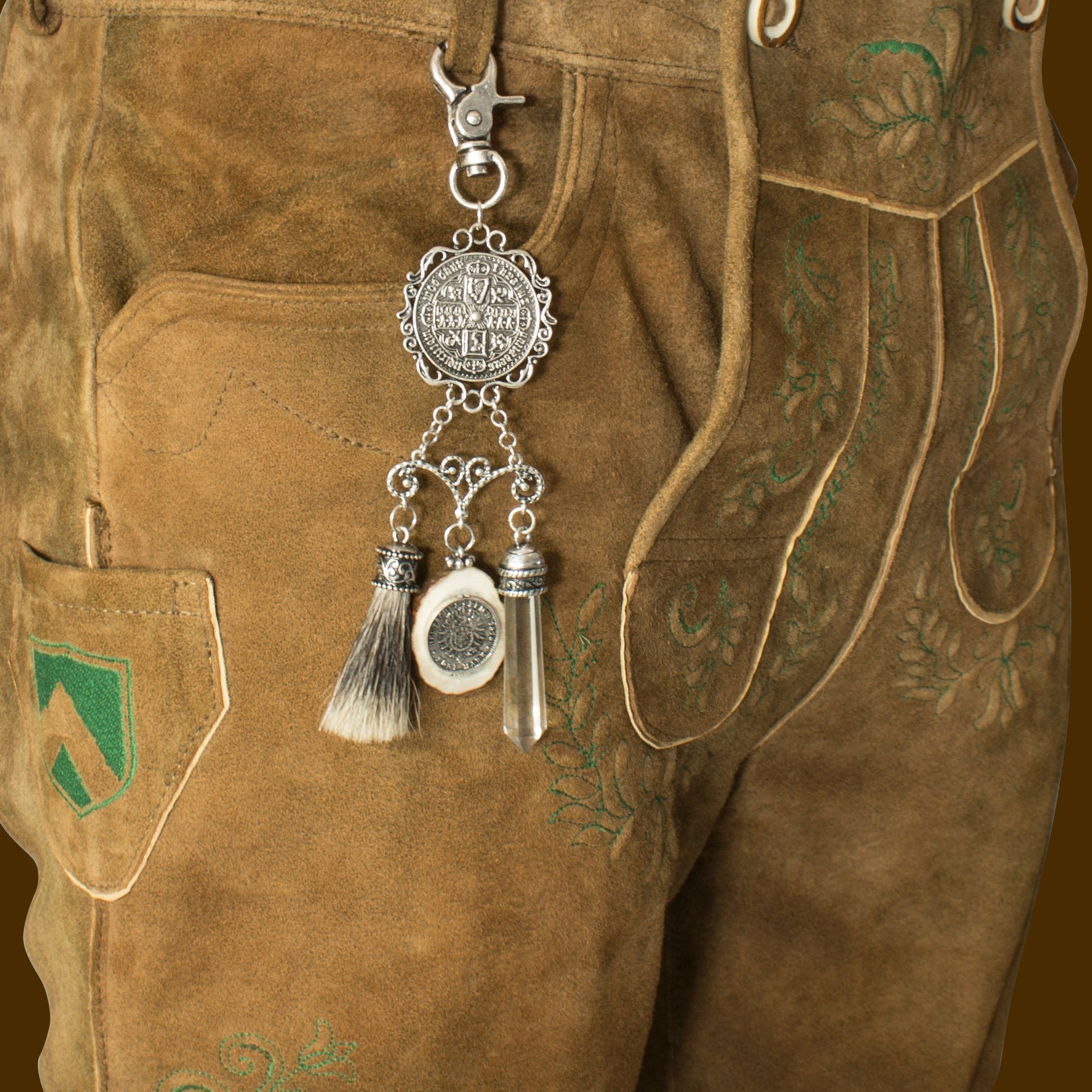 Alpenflüstern DAHEIM Leo HCH028 Charivari antik-silber Hirschhorn
