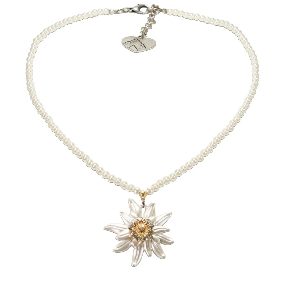 Alpenflüstern DAHEIM Perlenkette Greta Creme-Weiss Edelweiss