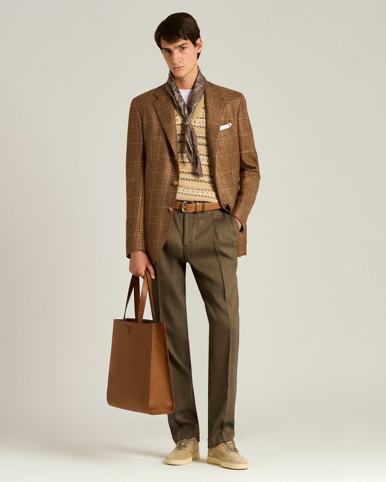 Kiton Jackets Sakko Braun Kariert Wolle Kaschmir Seide