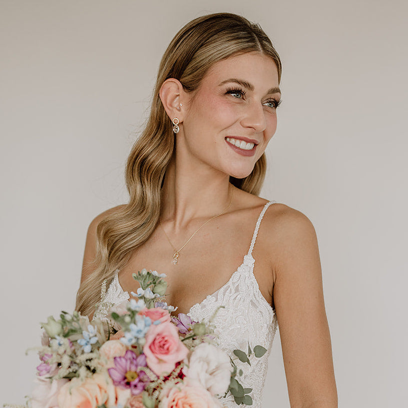 Perlenbräute Mimi Ohrringe Hochzeit Zirkonia Gold 2,2cm