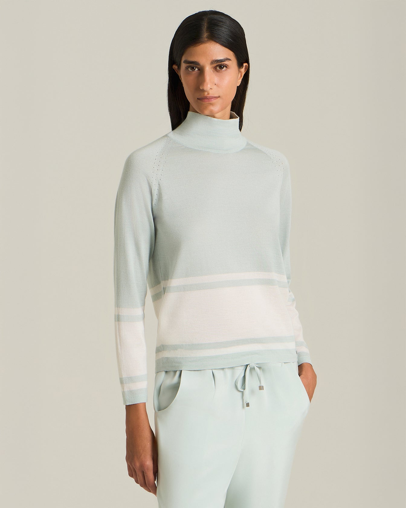 Kiton Knitwear Colour-Block Kaschmir Seide Rollkragenpullover