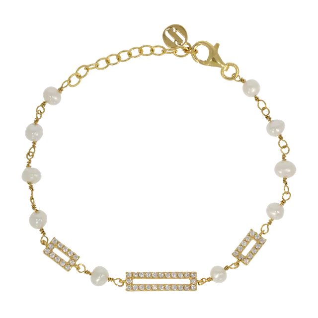 Juvelan Art Style Perlenarmband Silber mit Kristallen