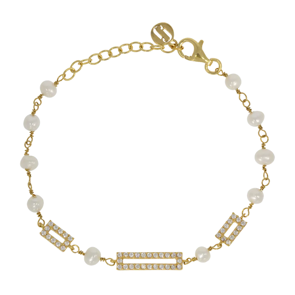 Juvelan Art Style Perlenarmband Silber mit Kristallen
