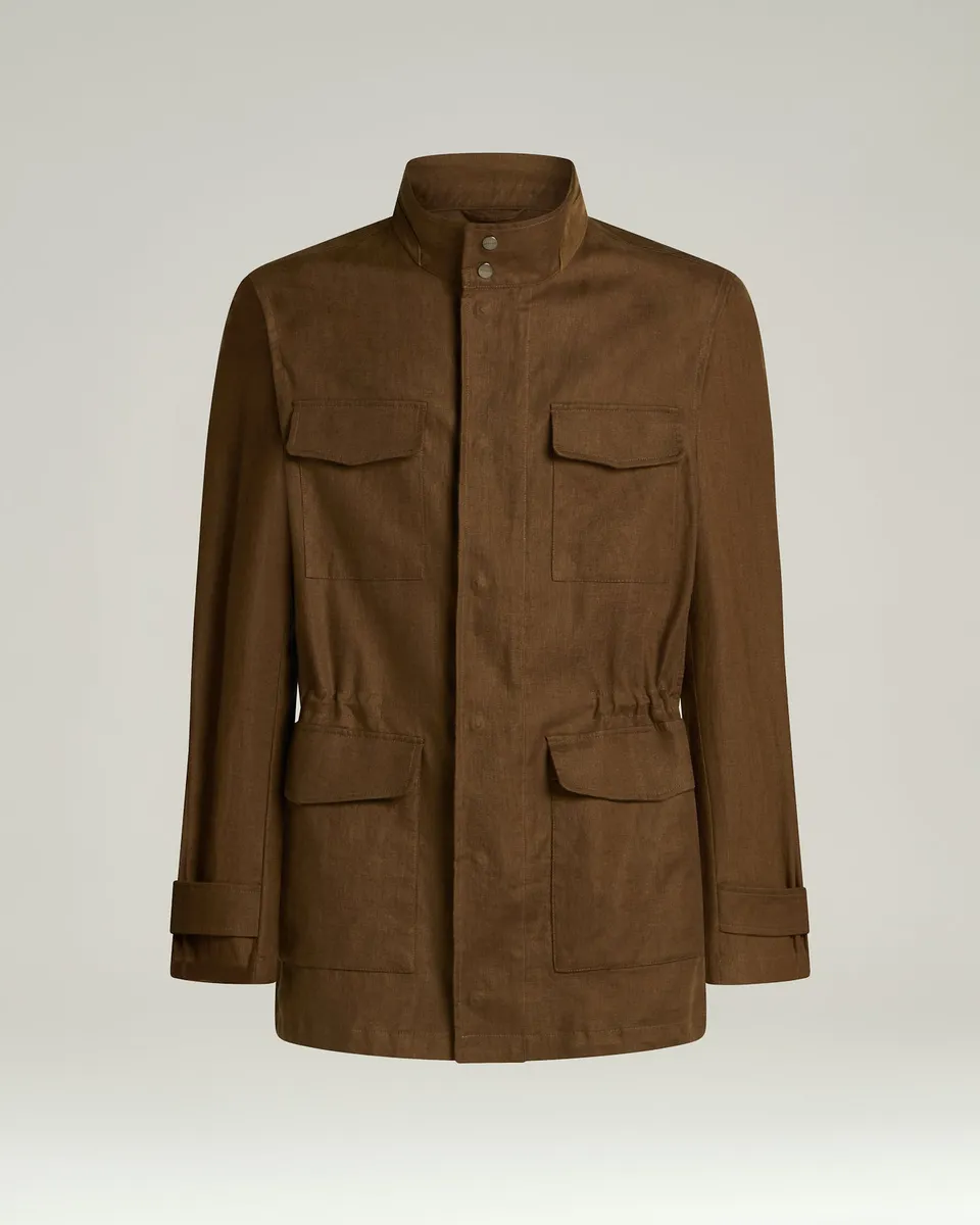 Kiton Jackets Linen Utility Jacket Leinenjacke Taschen