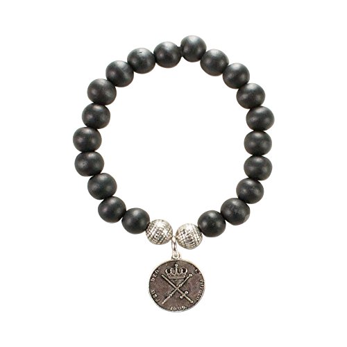 Alpenflüstern DAHEIM HAB001 Holzperlen-Armband Münze schwarz Herren