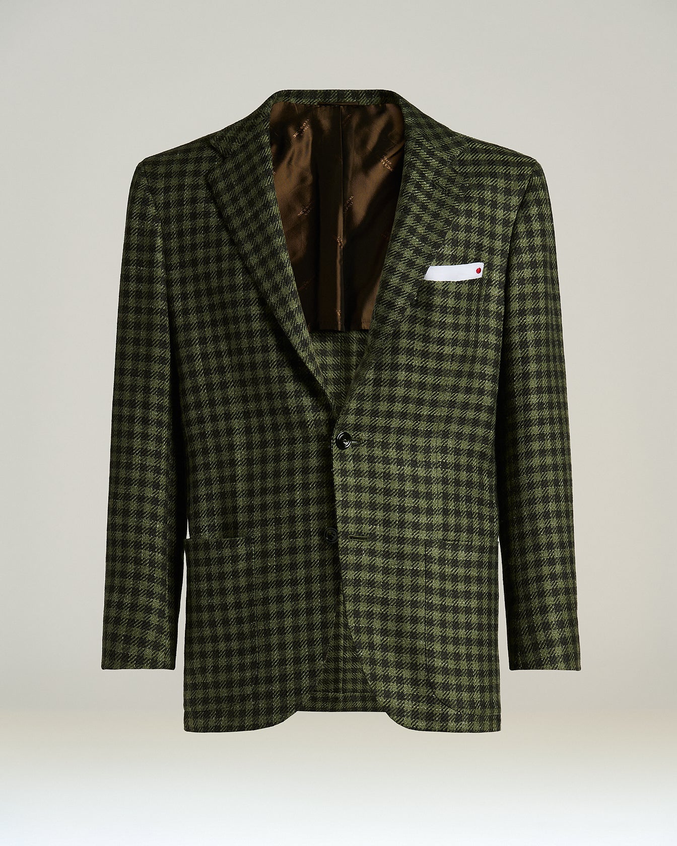 Kiton Jackets Sakko Grün Karo Kaschmir-Wolle Herren