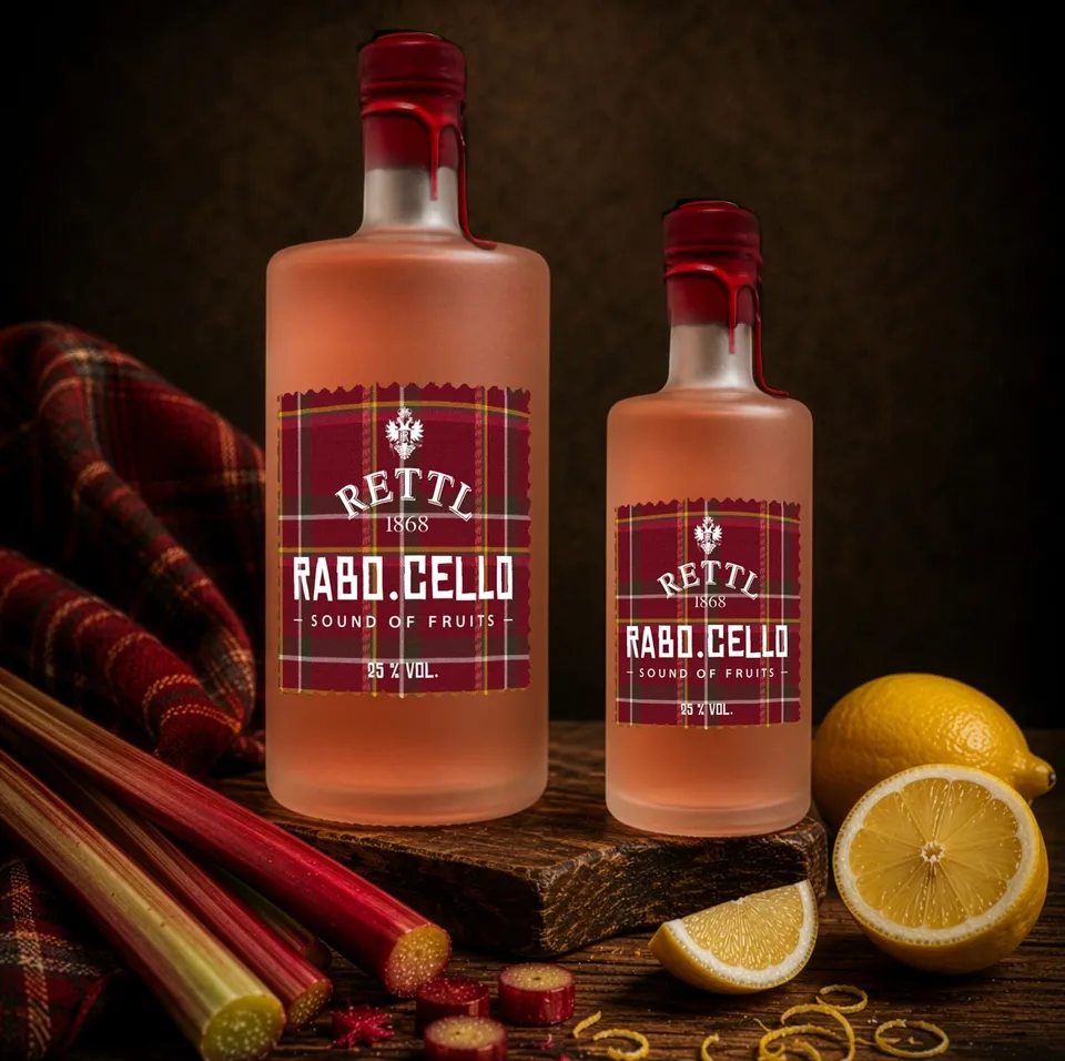Rettl RABO.CELLO Likör Rhabarber Limoncello Zinnsiegel