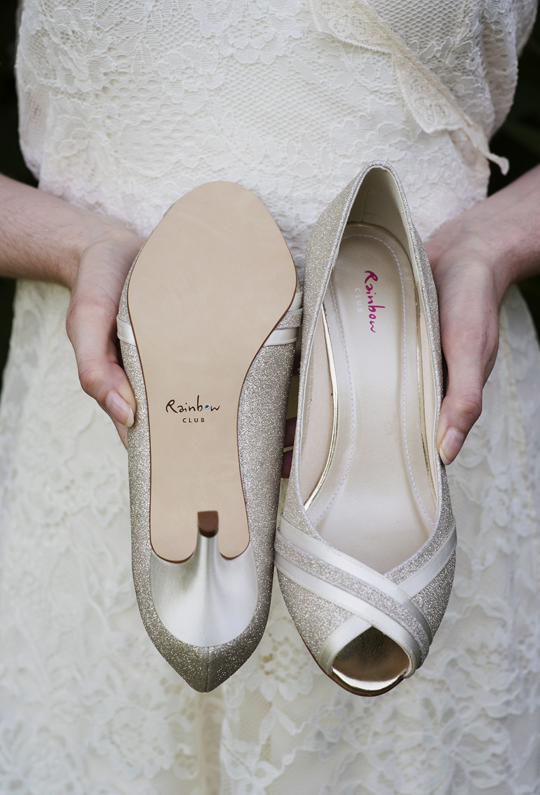 Rainbow Club Timeless Margie Peep Toe Ivory Glitter 6,5 cm