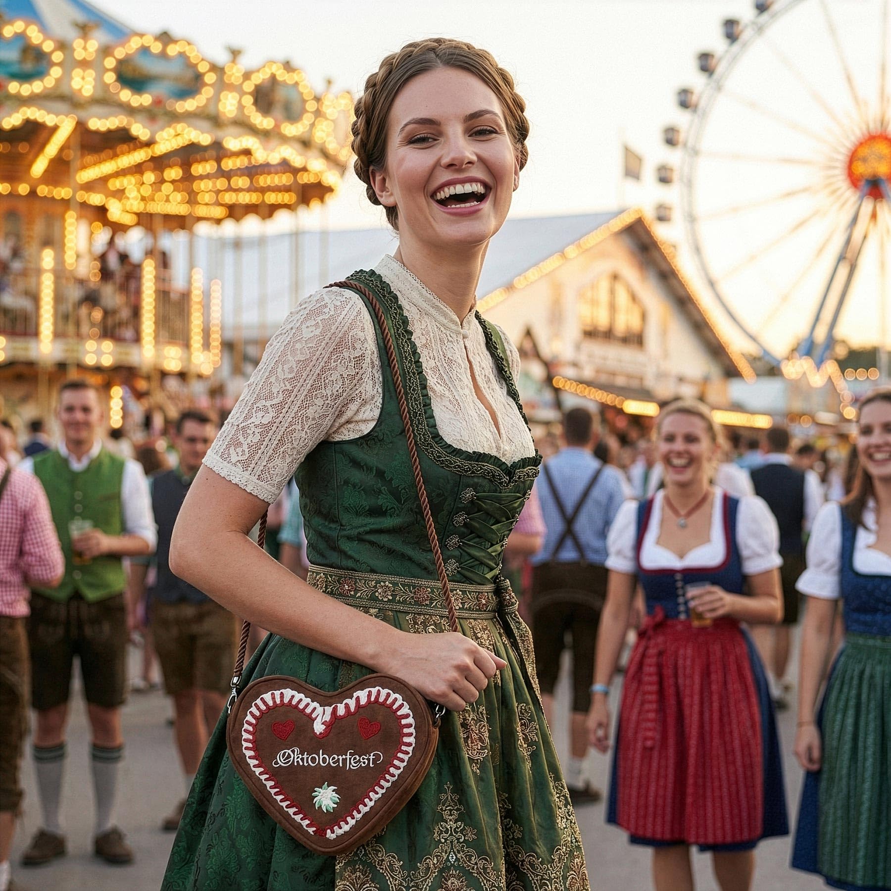 Alpenflüstern Oktoberfest DTA108 Herztasche braun