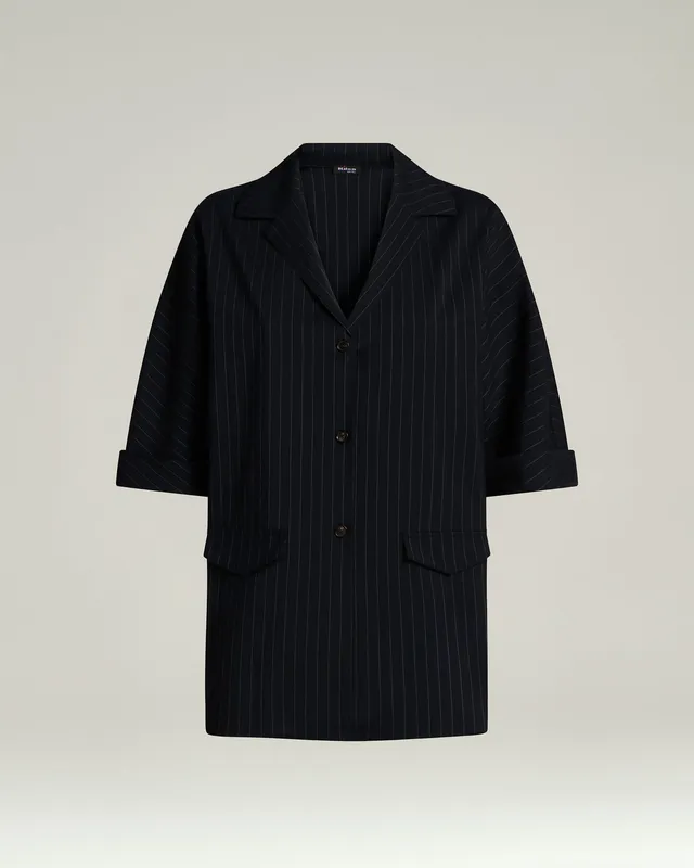 Kiton Wollhemd Schwarz Gestreift Gr. 40 leicht