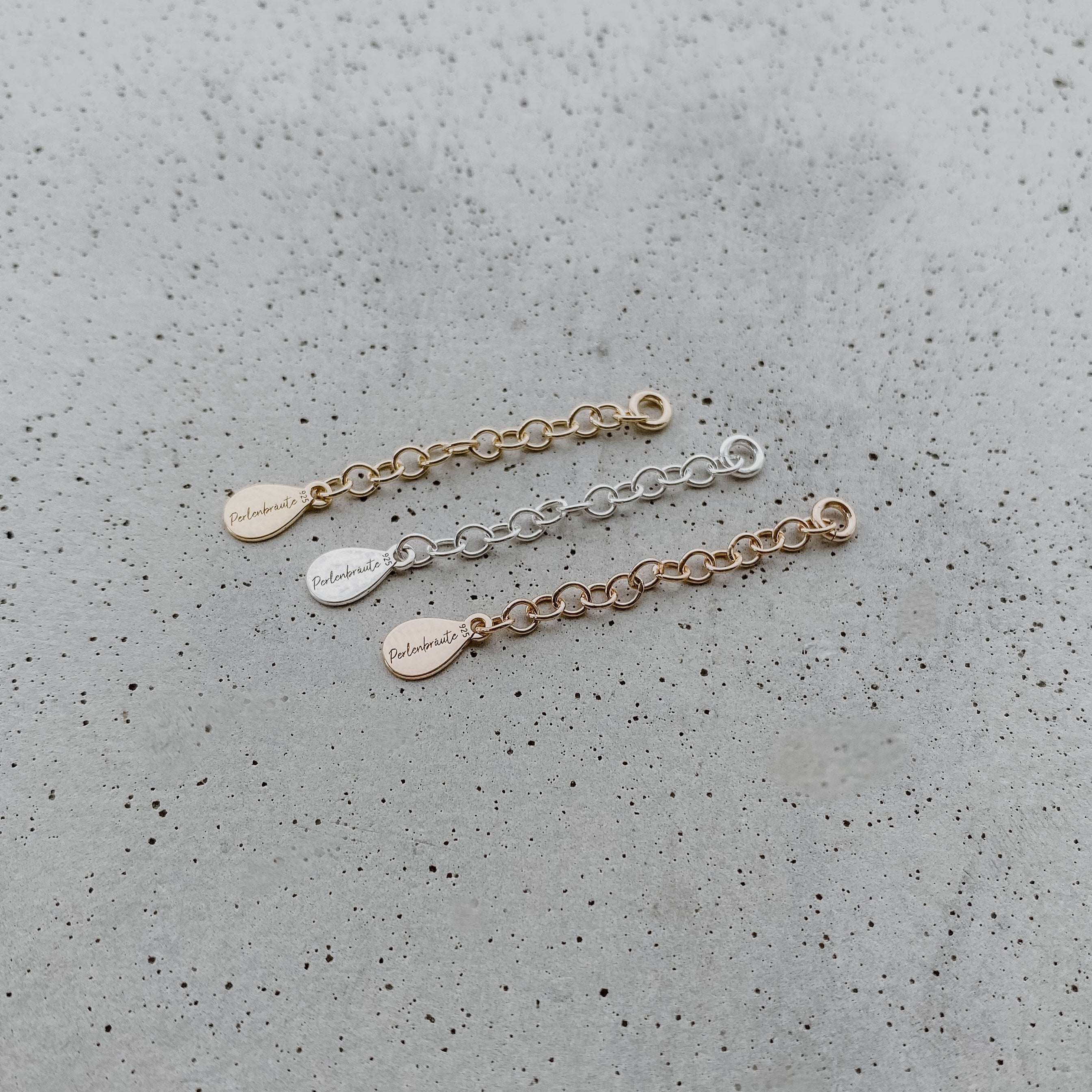 Perlenbräute Verlängerungskettchen Add On Gold 3 cm 925 Silber