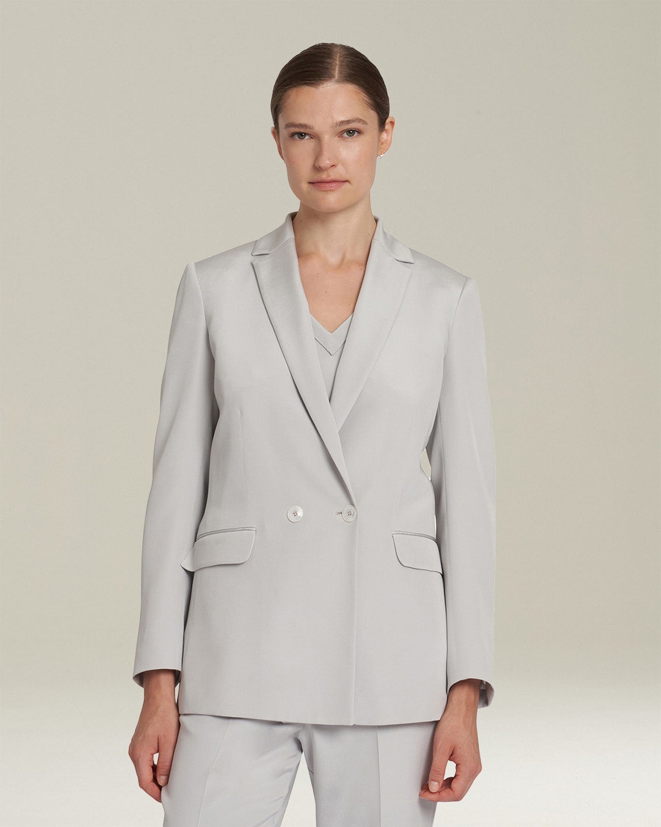 Kiton Silk Blazer Sakko grau Seide Damen Gr 40