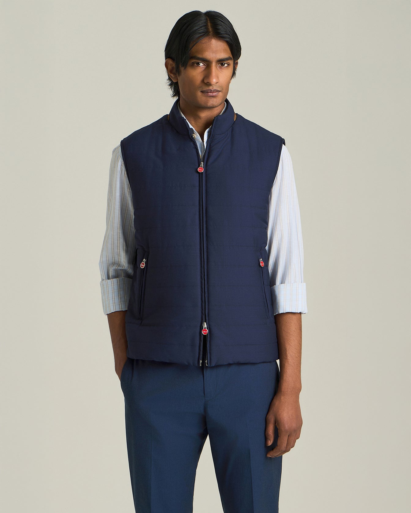 Kiton Gilet Daunenweste Herren Wolle Gr.52 dunkel