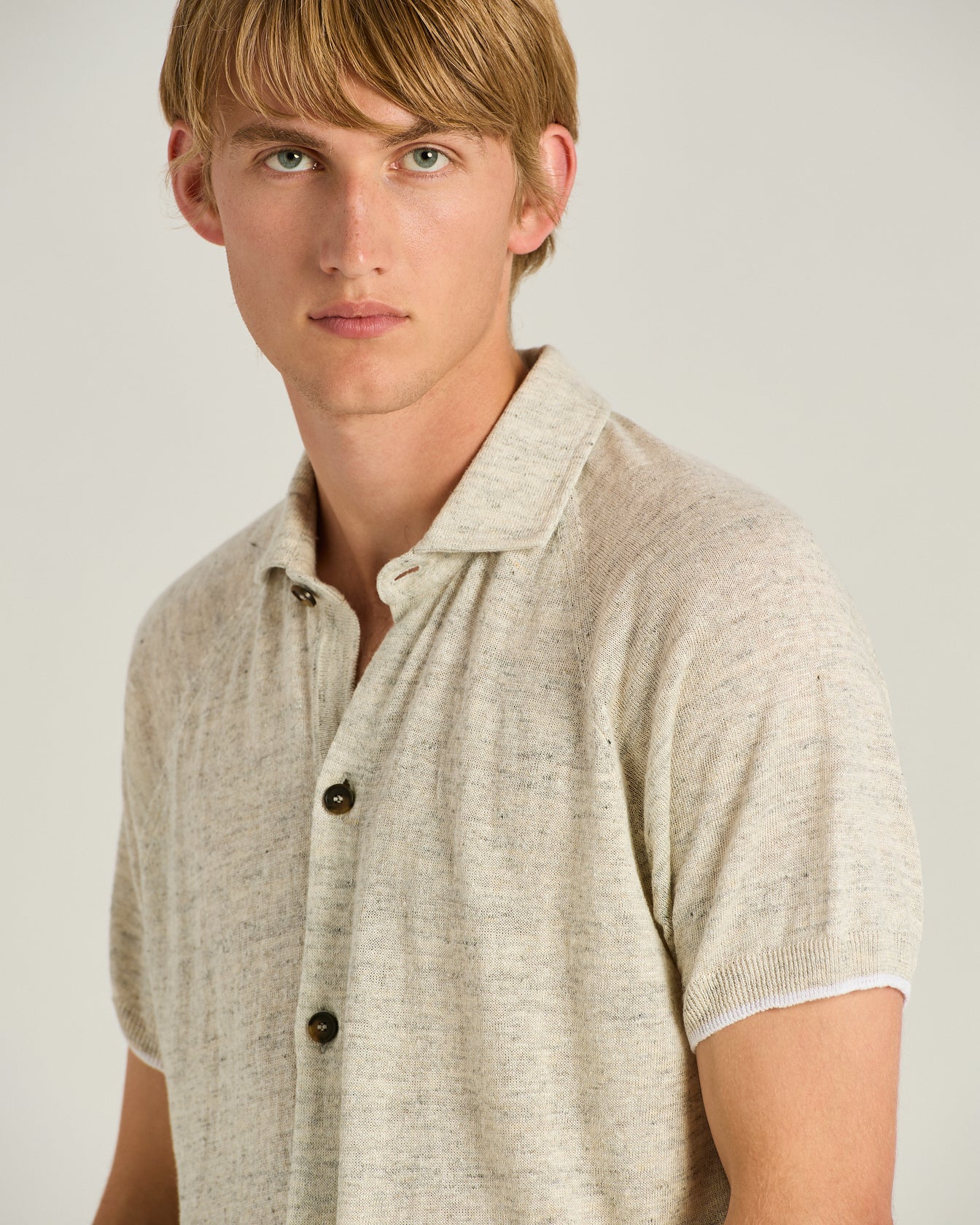 Kiton Shirt Kurzarmhemd Leinen Grau Pure Linen