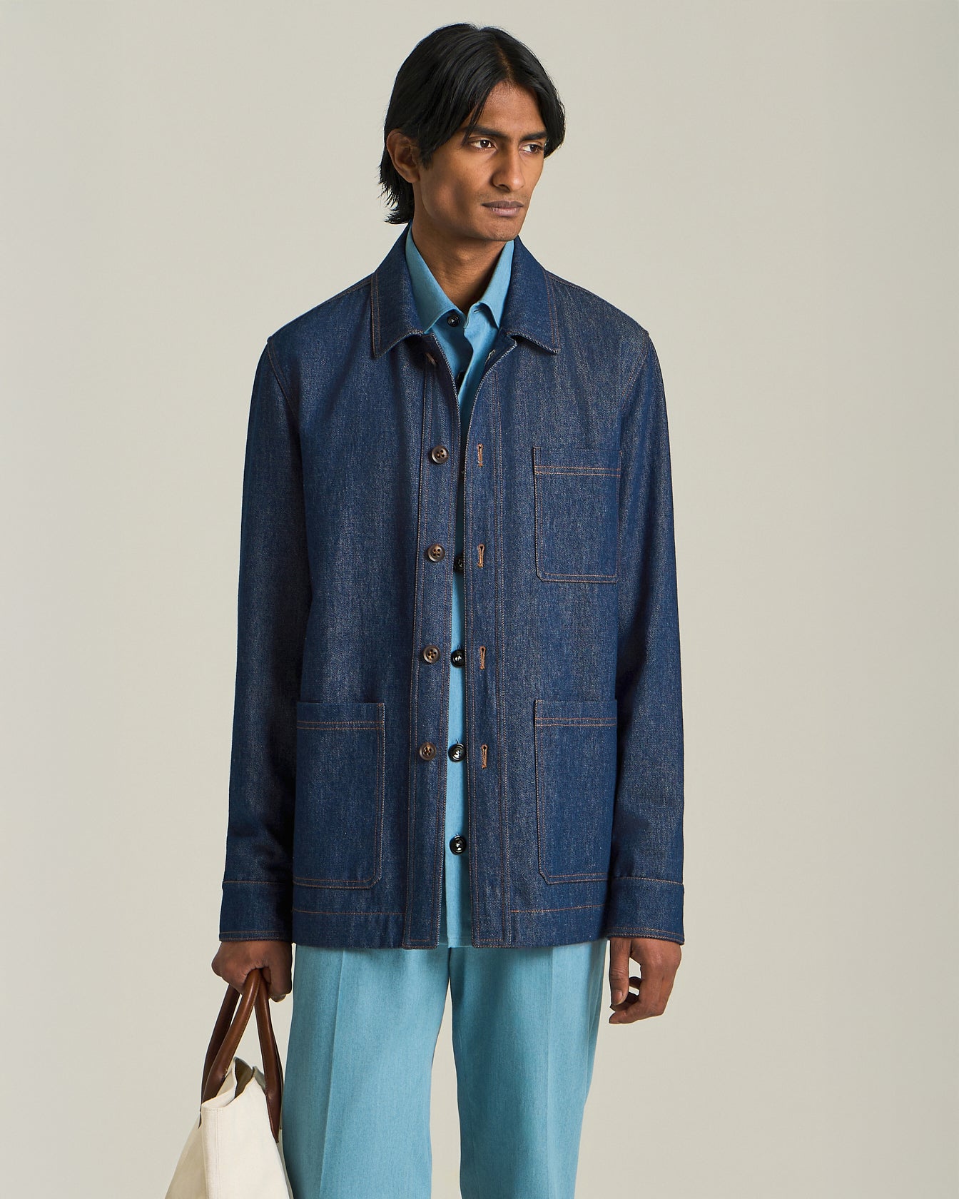 Kiton Outerwear Denim Blouson Mineral Wash Blau