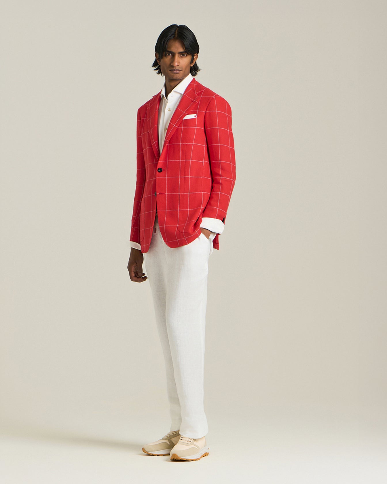Kiton Blazer Quadri Blazer Karo Cashmere Leinen