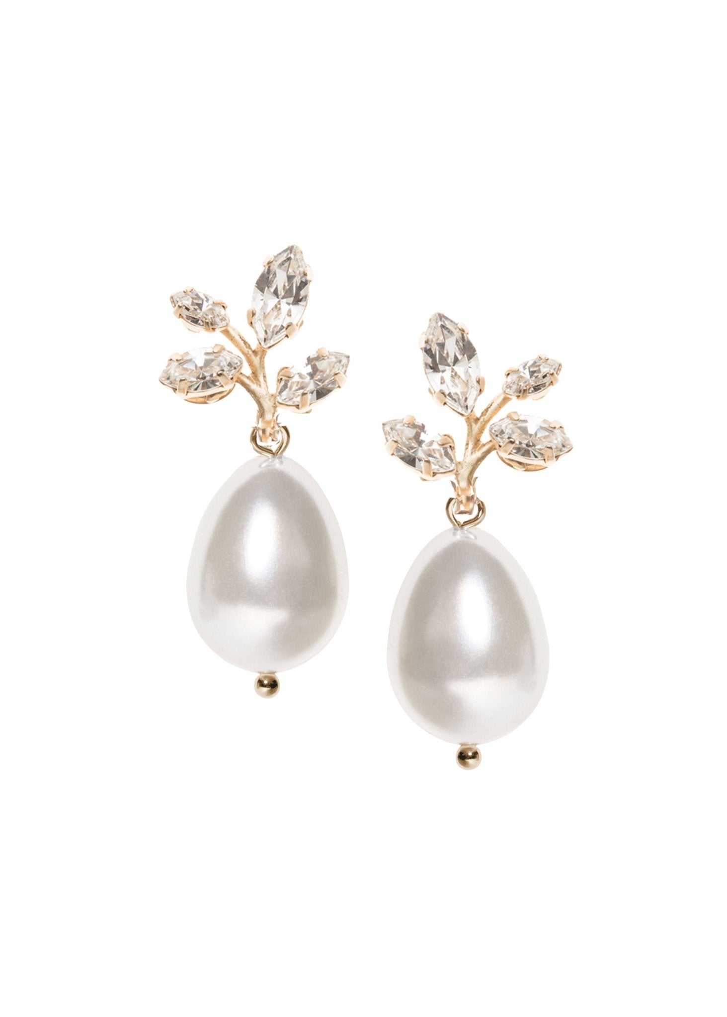 Elizabeth Bower Vine Crystal Bud Tropfen-Ohrringe Rhodium Stecker