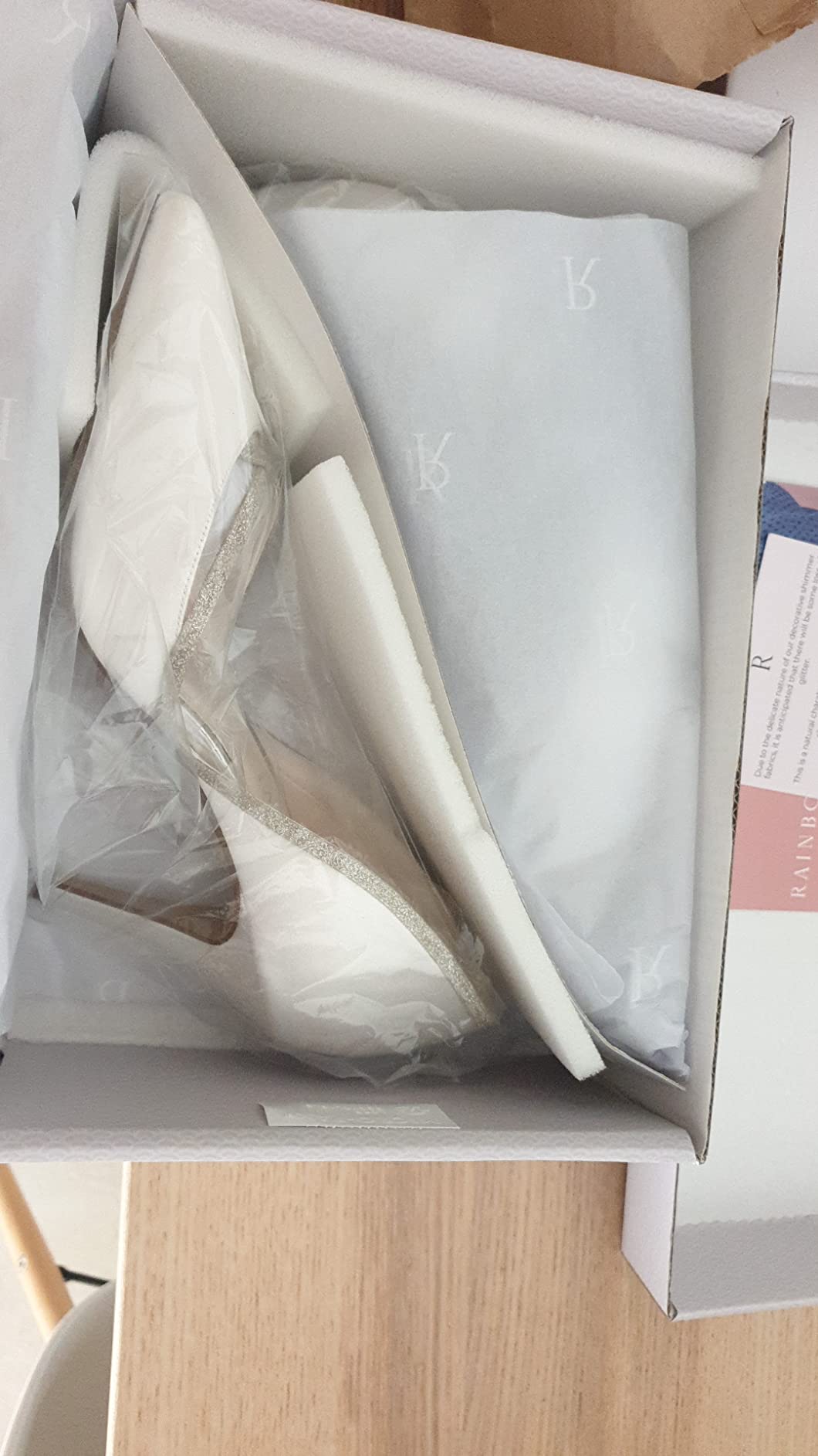Rainbow Club Georgia High Heels Ivory Glitzer Satin