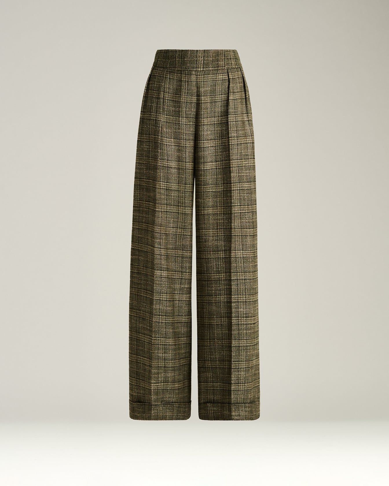 Kiton Trousers Palazzo Hose Viskose Grün Kariert Gr.40